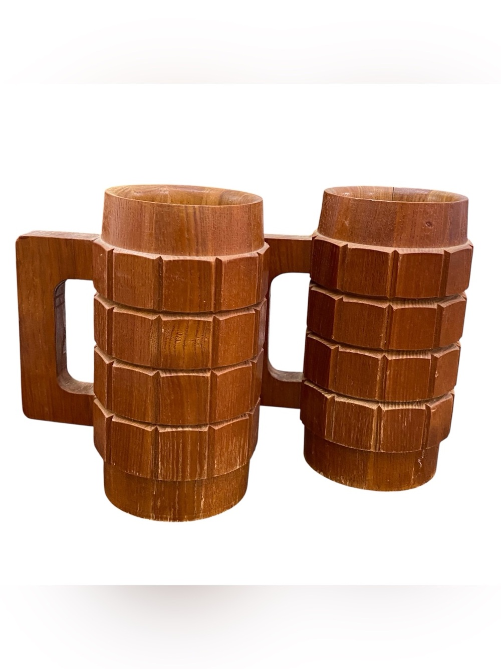 Vintage MCM Wooden Beer Steins As Is